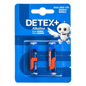 باتری نیم قلمی آلکالاین دیتکس پلاس مدل Alkaline 1.5V LR03 AAA پک 2 تایی
